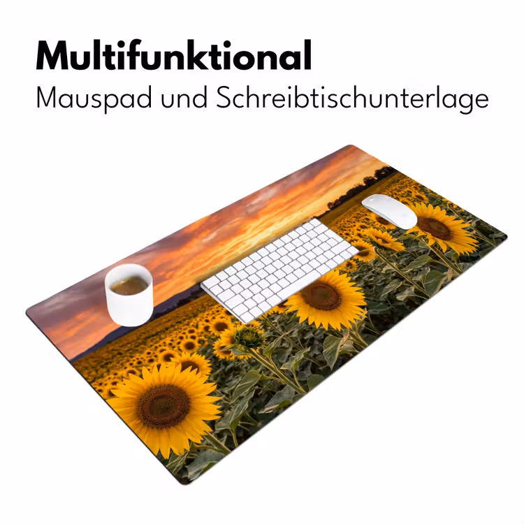 Zonnebloemen - Heuvellandschap - Geel Muismat XXL klein -ysfeer4_duits
