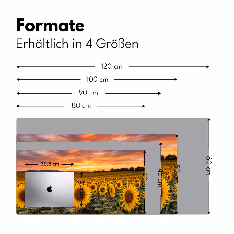 Zonnebloemen - Heuvellandschap - Geel Muismat XXL klein -ysfeer5_duits