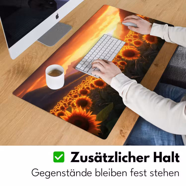 Zonnebloemen - Zonsondergang - Landschap Muismat XXL klein -ysfeer3_duits
