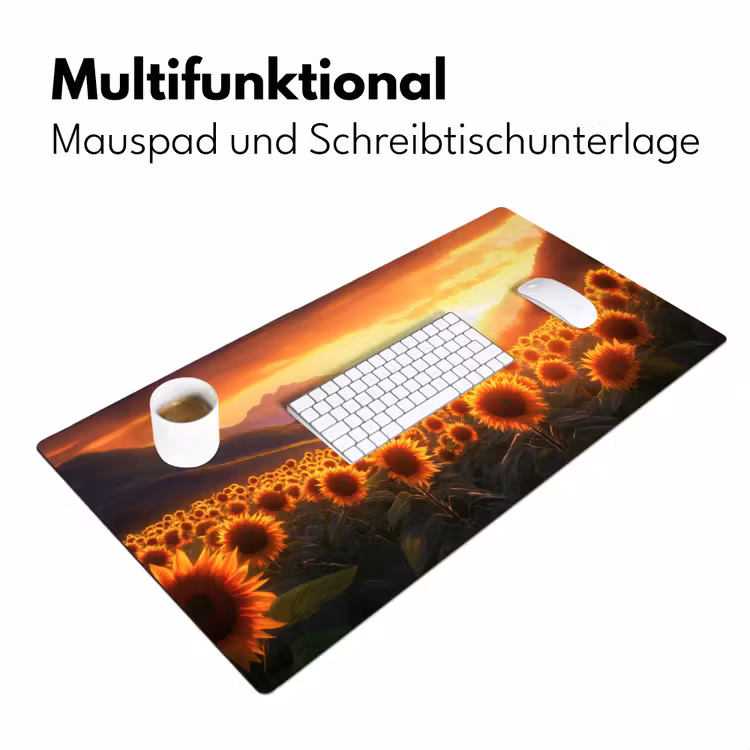 Zonnebloemen - Zonsondergang - Landschap Muismat XXL klein -ysfeer4_duits