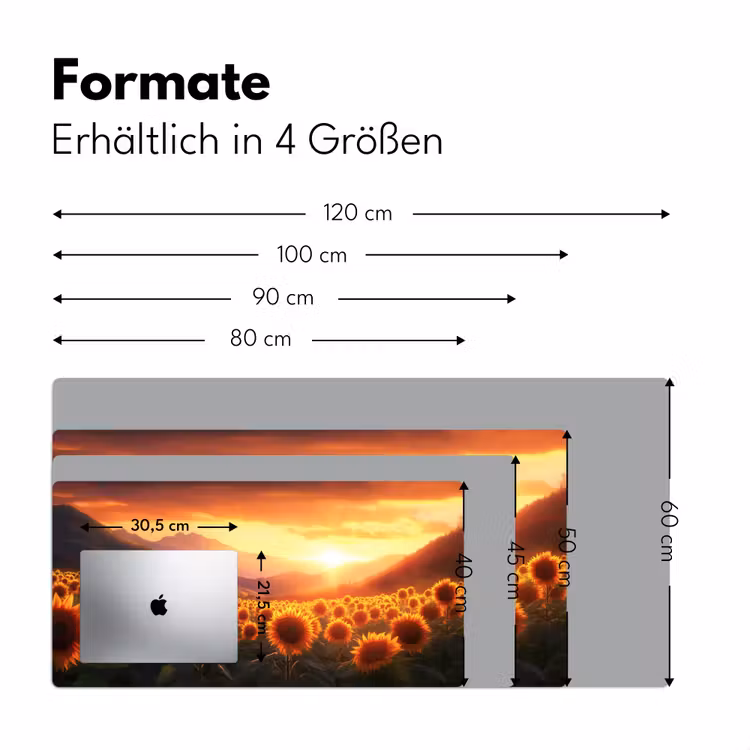 Zonnebloemen - Zonsondergang - Landschap Muismat XXL klein -ysfeer5_duits