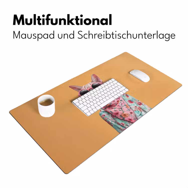 Zonnebril - Kat - Sjaal - Bloemen Muismat XXL klein -ysfeer4_duits