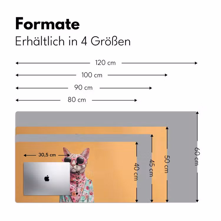 Zonnebril - Kat - Sjaal - Bloemen Muismat XXL klein -ysfeer5_duits