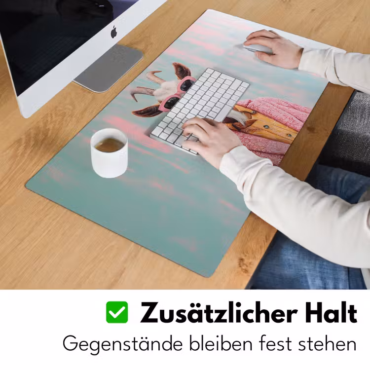 Zonnebril - Roze - Geit - Horen Muismat XXL klein -ysfeer3_duits