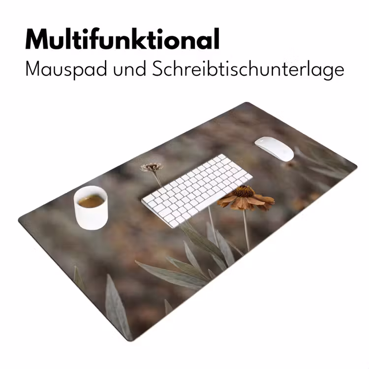 Zonnehoed - Droogbloemen - Geel - Warm Muismat XXL klein -ysfeer4_duits