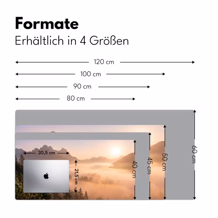 Zonlicht - Mist - Bergen - Bomen Muismat XXL klein -ysfeer5_duits