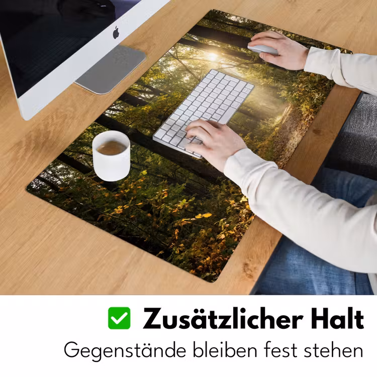 Zonlicht - Bospad - Bomen Muismat XXL klein -ysfeer3_duits