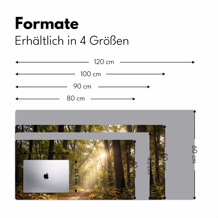 Zonlicht - Bospad - Bomen Muismat XXL klein -ysfeer5_duits