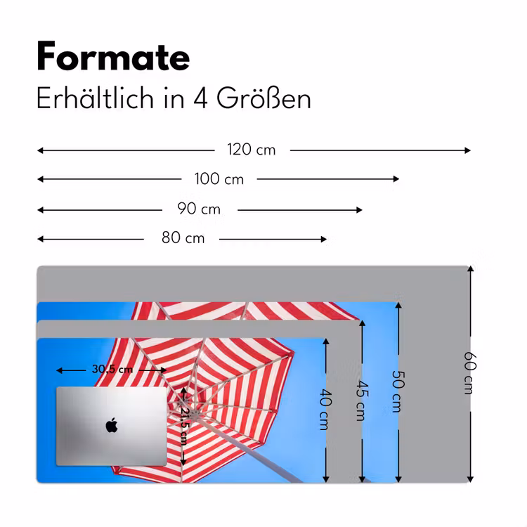 Schreibtischunterlage - Sonnenschirm – Streifen – Sommer – Rot – Blau - Parasol - Strepen - Zomer - Rood - Blauw Muismat XXL klein