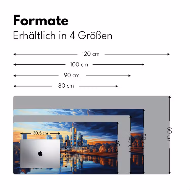 Zonsondergang Frankfurt - Stad - Skyline - Water Muismat XXL klein -ysfeer5_duits