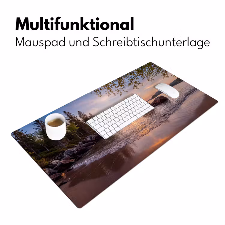 Zonsondergang - Kust - Water - Natuur - Oranje Muismat XXL klein -ysfeer4_duits