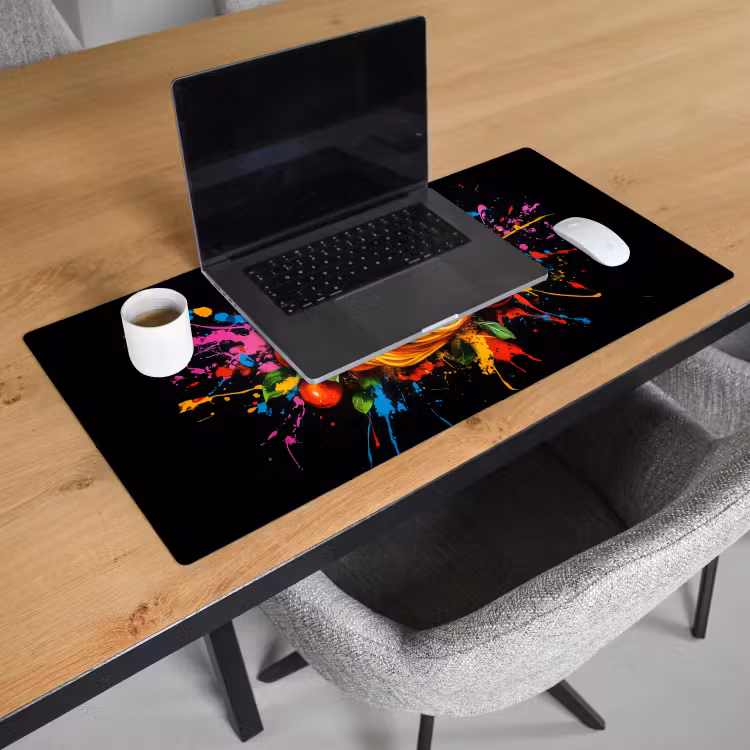 Spaghetti - Graffiti - Verf - Kleurrijk - Eten - Modern Muismat XXL klein -sfeer1