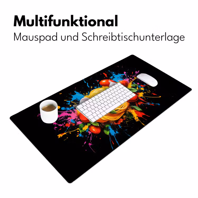 Spaghetti - Graffiti - Verf - Kleurrijk - Eten - Modern Muismat XXL klein -ysfeer4_duits