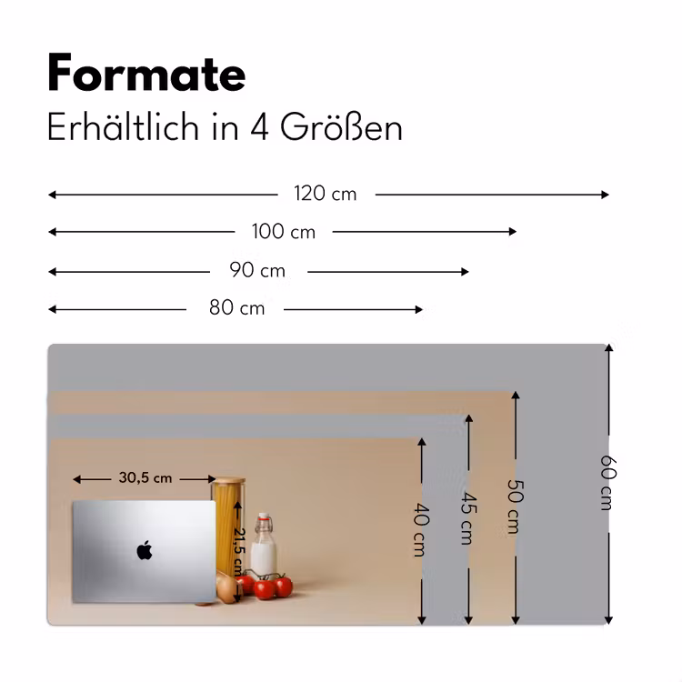 Spaghetti - Melk - Tomaten - Eieren - Brood Muismat XXL klein -ysfeer5_duits