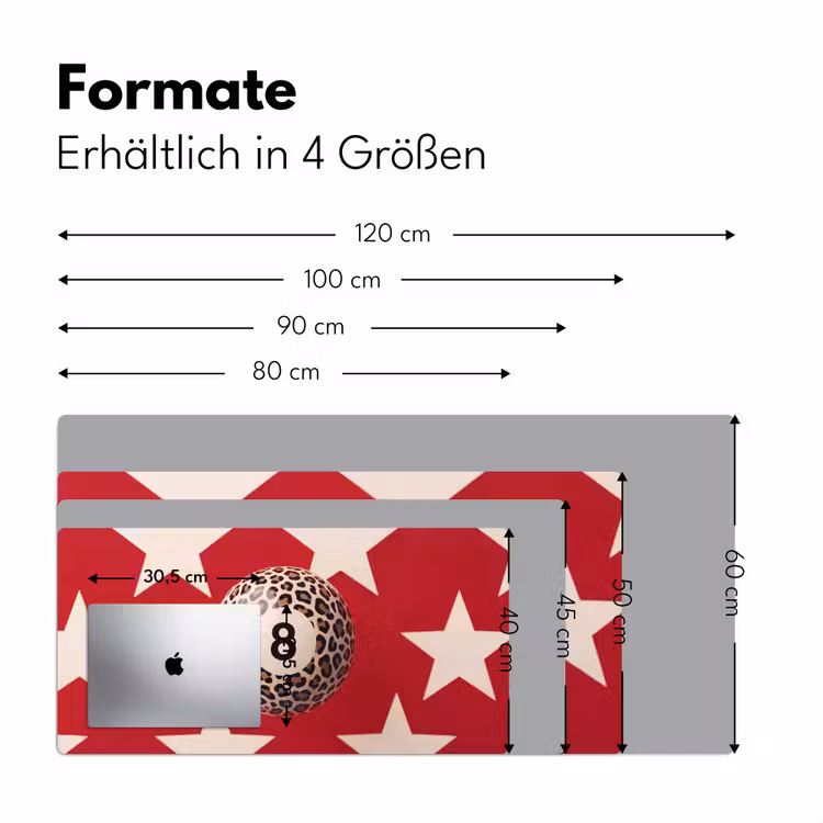 Schreibtischunterlage - Spiel – Tiermuster – Nummer 8 – Modern – Rot - Spel - Dierenprint - Nummer 8 - Modern - Rood Muismat XXL klein