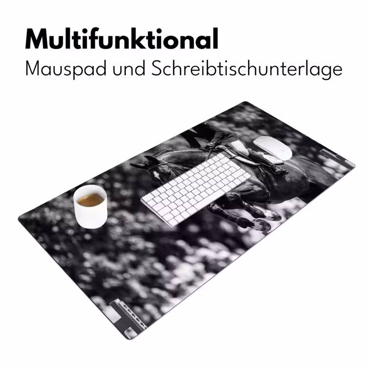 Springen - Paard - Zwart - Wit Muismat XXL klein -ysfeer4_duits