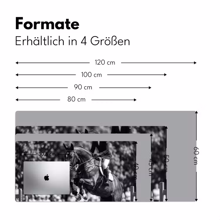 Springen - Paard - Zwart - Wit Muismat XXL klein -ysfeer5_duits