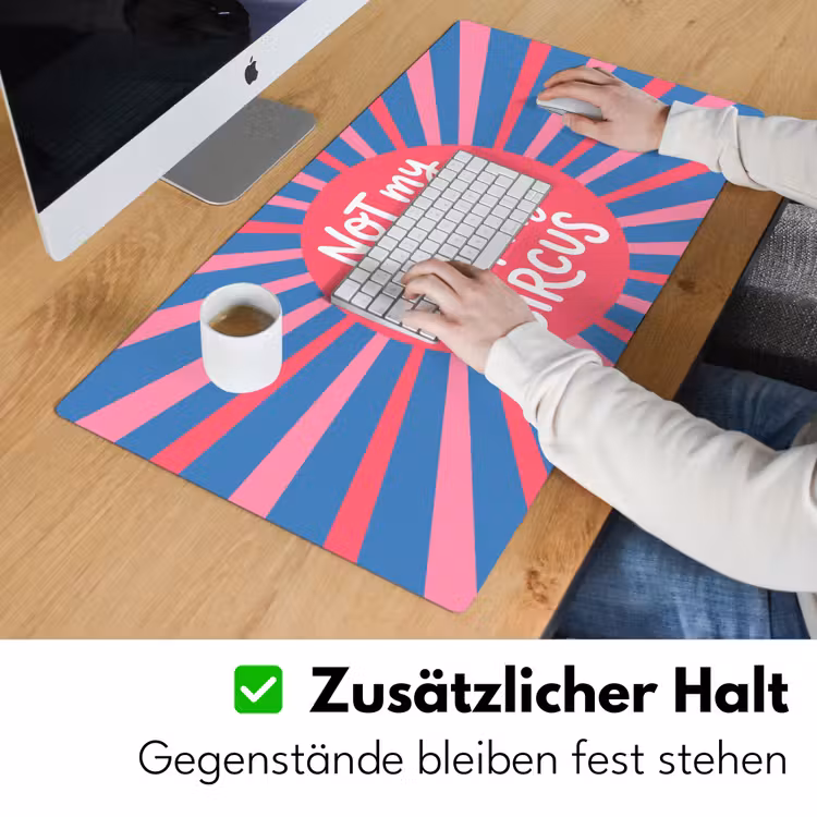 Schreibtischunterlage - Spruch – Grafisch – Abstrakt – Rosa – Blau - Spreuk - Grafisch - Abstract - Roze - Blauw Muismat XXL klein