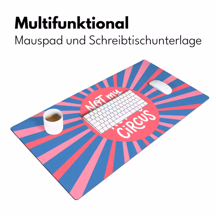 Schreibtischunterlage - Spruch – Grafisch – Abstrakt – Rosa – Blau - Spreuk - Grafisch - Abstract - Roze - Blauw Muismat XXL klein