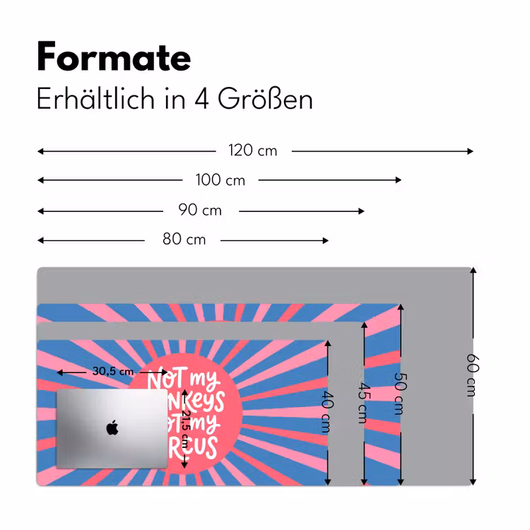 Schreibtischunterlage - Spruch – Grafisch – Abstrakt – Rosa – Blau - Spreuk - Grafisch - Abstract - Roze - Blauw Muismat XXL klein
