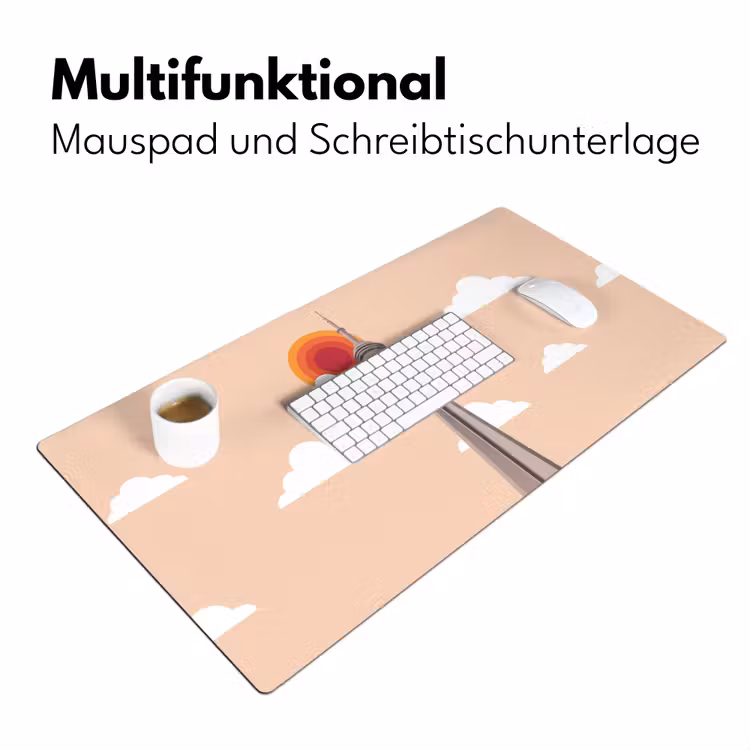 Schreibtischunterlage - Stadt – Gebäude – Architektur – Retro – Orange - Stad - Gebouw - Architectuur - Retro - Oranje Muismat XXL klein
