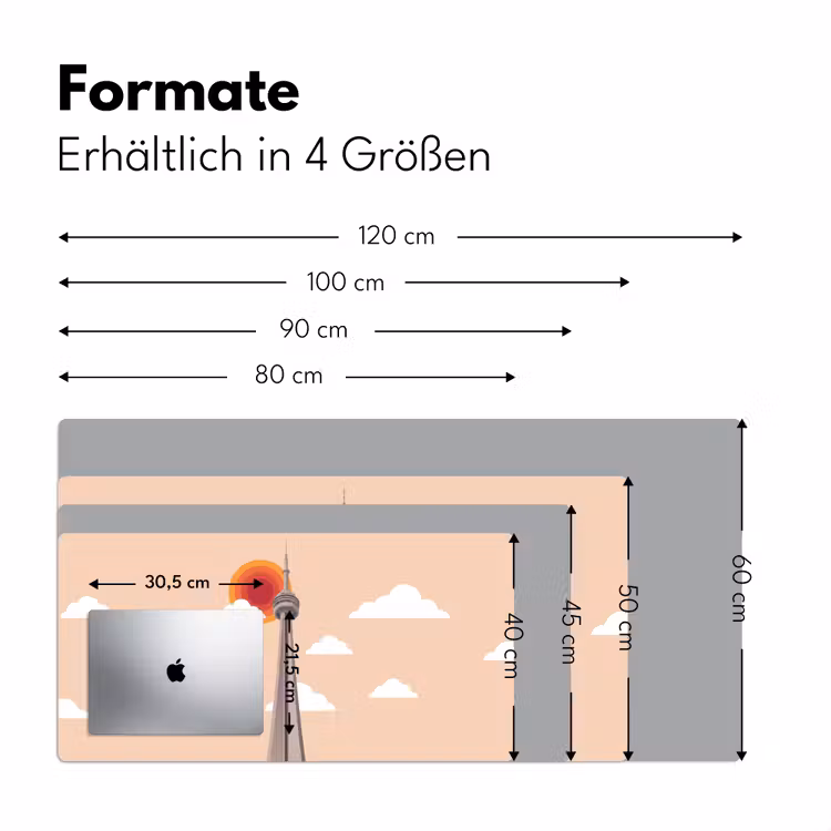 Schreibtischunterlage - Stadt – Gebäude – Architektur – Retro – Orange - Stad - Gebouw - Architectuur - Retro - Oranje Muismat XXL klein