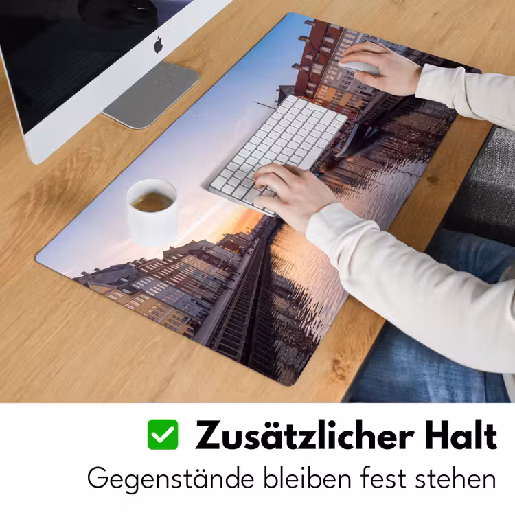 Stad - Gracht - Zonsondergang - Klassiek - Kleurrijk Muismat XXL klein -ysfeer3_duits