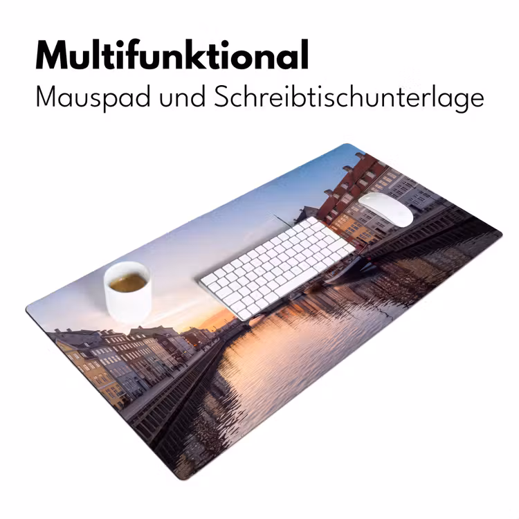 Stad - Gracht - Zonsondergang - Klassiek - Kleurrijk Muismat XXL klein -ysfeer4_duits
