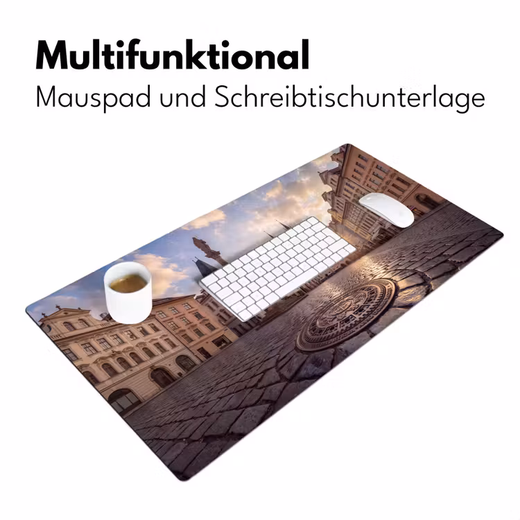 Stad - Praag - Ochtend - Architectuur - Goud Muismat XXL klein -ysfeer4_duits