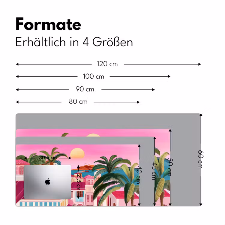 Stad - Roze - Palmbomen Muismat XXL klein -ysfeer5_duits