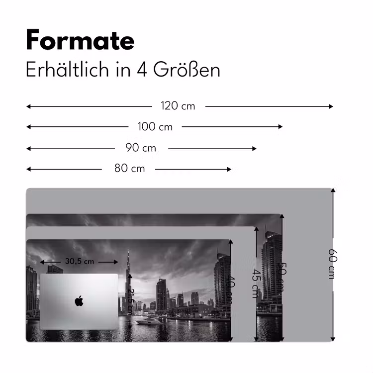 Stad - Skyline - Architectuur - Avond - Zwart-wit Muismat XXL klein -ysfeer5_duits