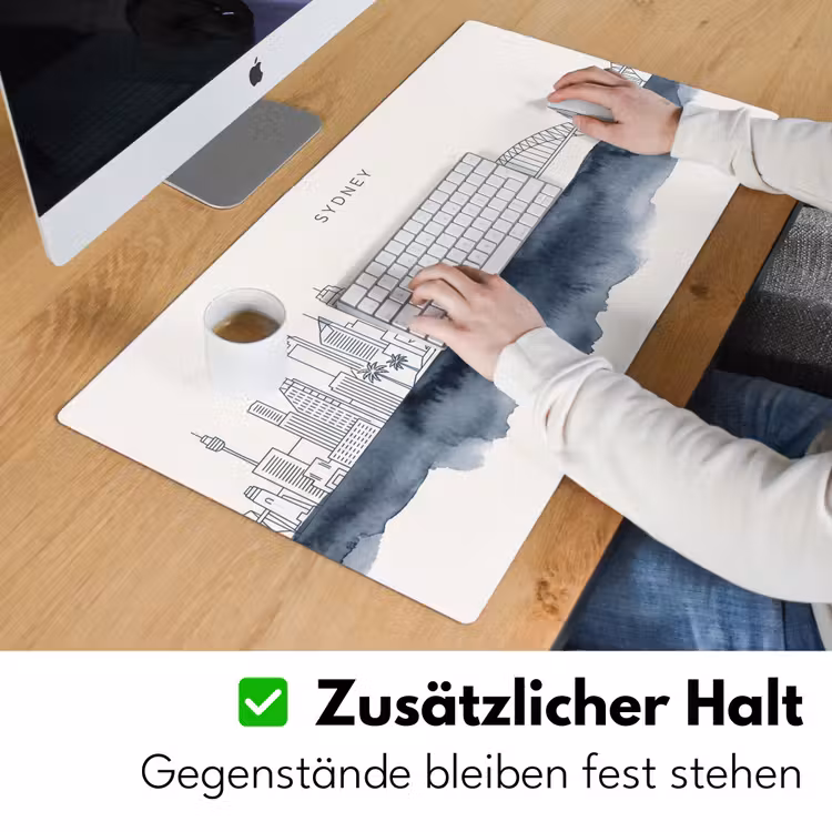 Schreibtischunterlage - Stadt – Skyline – Architektur – Minimalistisch – Blau - Stad - Skyline - Architectuur - Minimalistisch - Blauw Muismat XXL klein