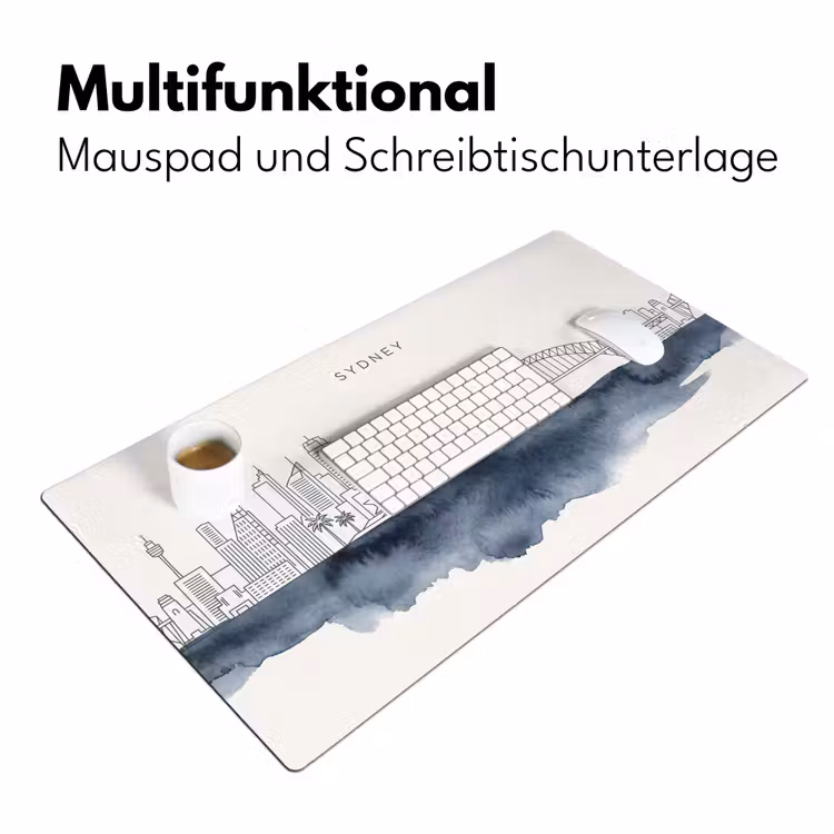 Schreibtischunterlage - Stadt – Skyline – Architektur – Minimalistisch – Blau - Stad - Skyline - Architectuur - Minimalistisch - Blauw Muismat XXL klein
