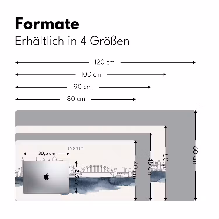 Schreibtischunterlage - Stadt – Skyline – Architektur – Minimalistisch – Blau - Stad - Skyline - Architectuur - Minimalistisch - Blauw Muismat XXL klein