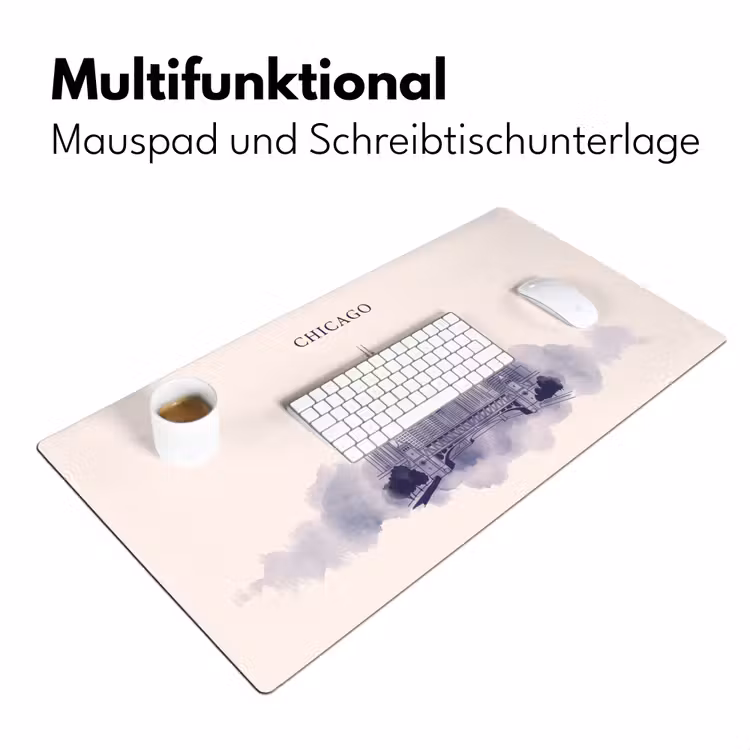 Schreibtischunterlage - Stadt – Skyline – Architektur – Strichzeichnung – Blau - Stad - Skyline - Architectuur - Lijntekening - Blauw Muismat XXL klein