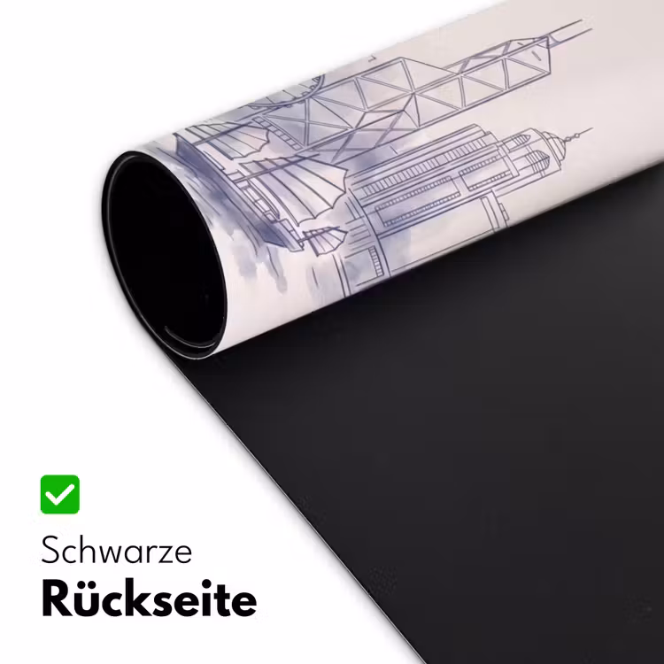 Schreibtischunterlage - Stadt – Skyline – Wasser – Strichzeichnung – Blau - Stad - Skyline - Water - Lijntekening - Blauw Muismat XXL klein