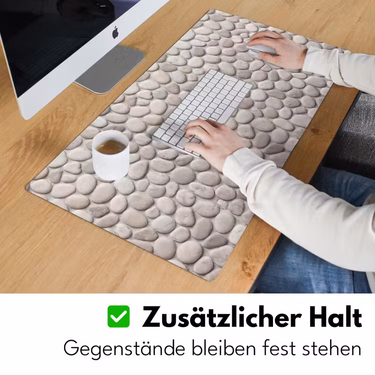 Steen - Kiezel - Natuur - Minimalistisch - Beige Muismat XXL klein -ysfeer3_duits