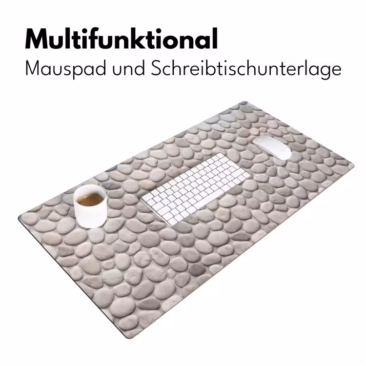 Steen - Kiezel - Natuur - Minimalistisch - Beige Muismat XXL klein -ysfeer4_duits
