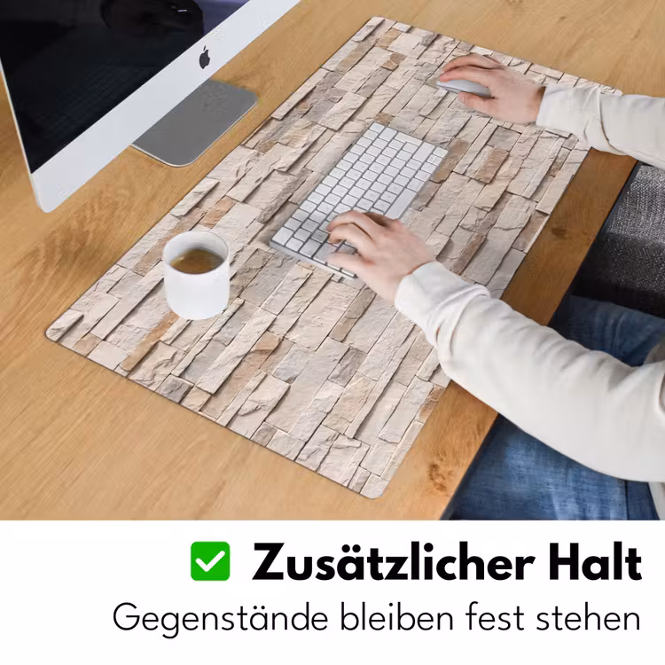 Steen - Muur - Textuur - Rustiek - Beige Muismat XXL klein -ysfeer3_duits