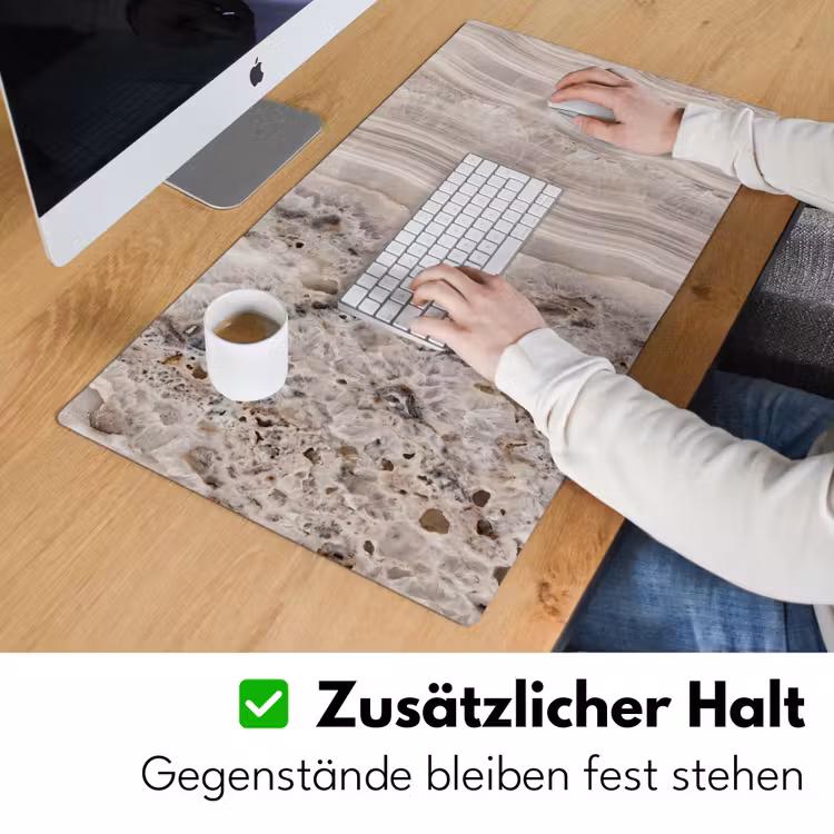 Steen - Textuur - Abstract - Beige - Wit Muismat XXL klein -ysfeer3_duits