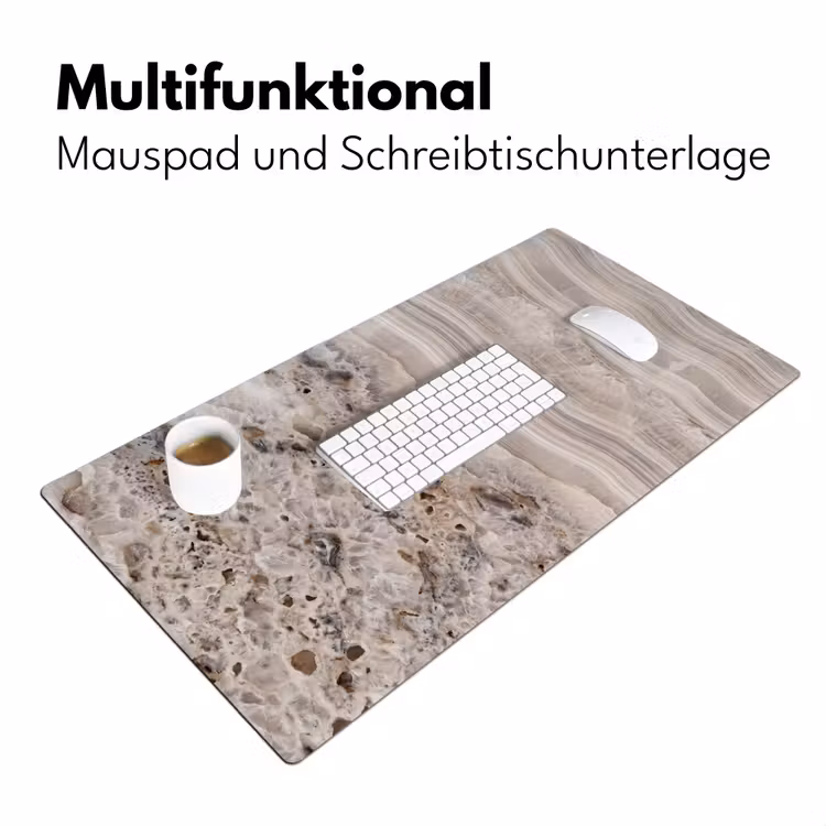 Steen - Textuur - Abstract - Beige - Wit Muismat XXL klein -ysfeer4_duits