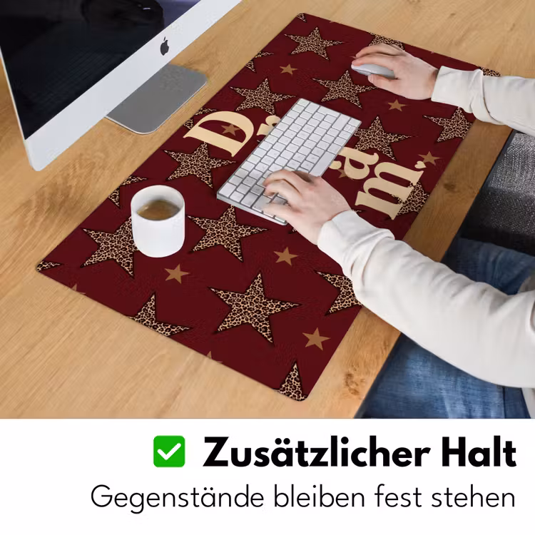 Sterren - Luipaardprint - Dream - Bordeaux Muismat XXL klein -ysfeer3_duits