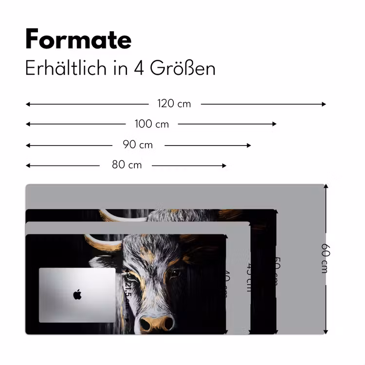 Stier - Hoorns - Snuit - Goud Muismat XXL klein -ysfeer5_duits