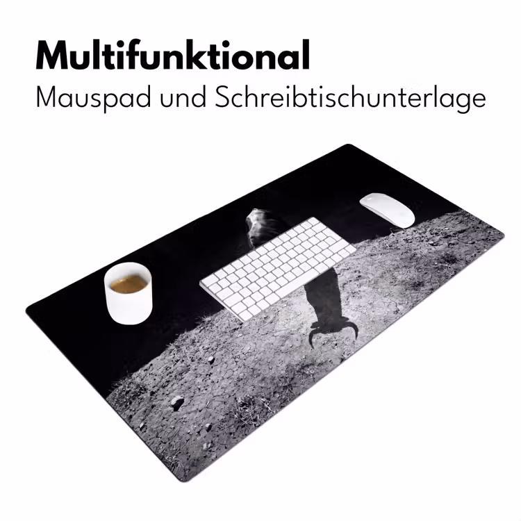 Stier - Schaduw - Dieren - Contrast - Zwart-wit Muismat XXL klein -ysfeer4_duits