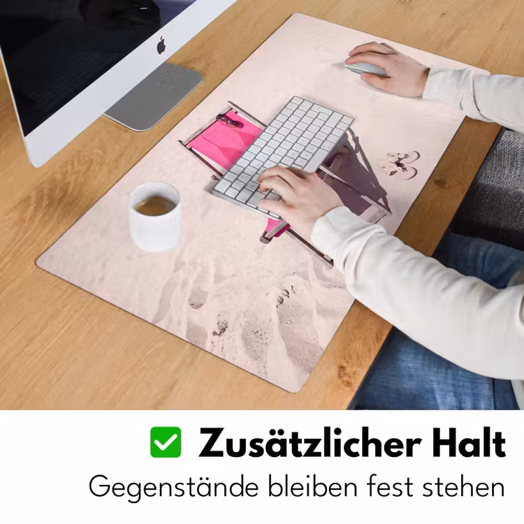 Schreibtischunterlage - Strand – Liegestuhl – Bademode – Sommer – Rosa - Strand - Ligstoel - Badkleding - Zomer - Roze Muismat XXL klein