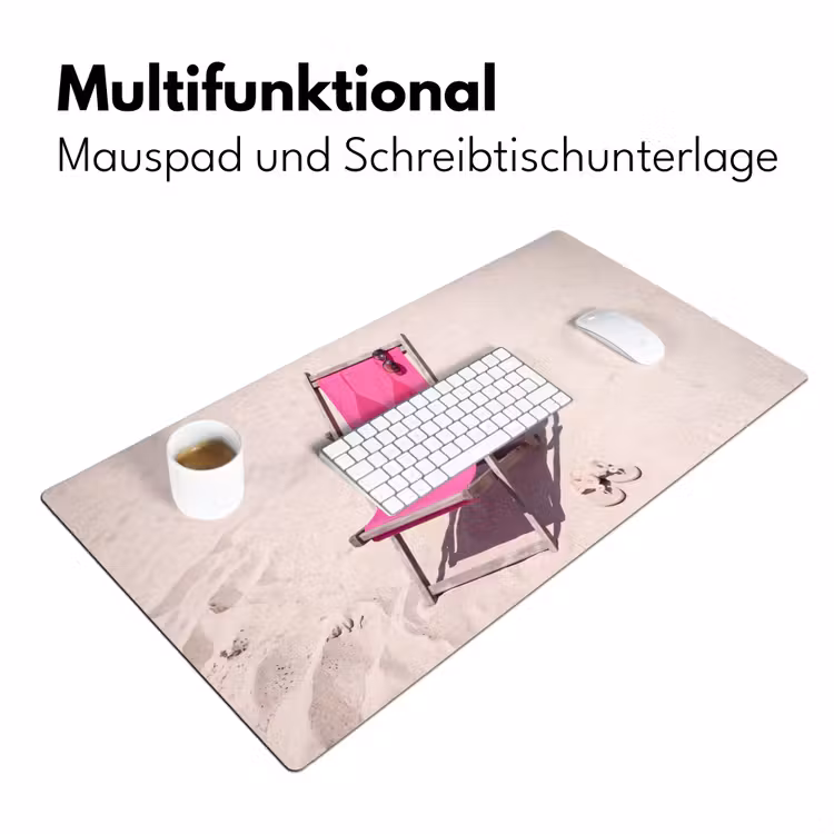 Schreibtischunterlage - Strand – Liegestuhl – Bademode – Sommer – Rosa - Strand - Ligstoel - Badkleding - Zomer - Roze Muismat XXL klein