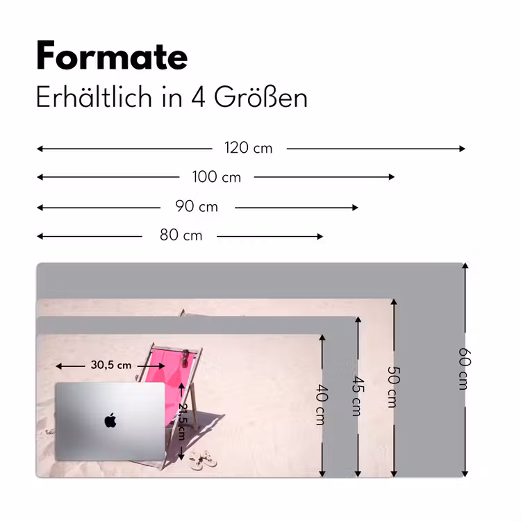 Schreibtischunterlage - Strand – Liegestuhl – Bademode – Sommer – Rosa - Strand - Ligstoel - Badkleding - Zomer - Roze Muismat XXL klein