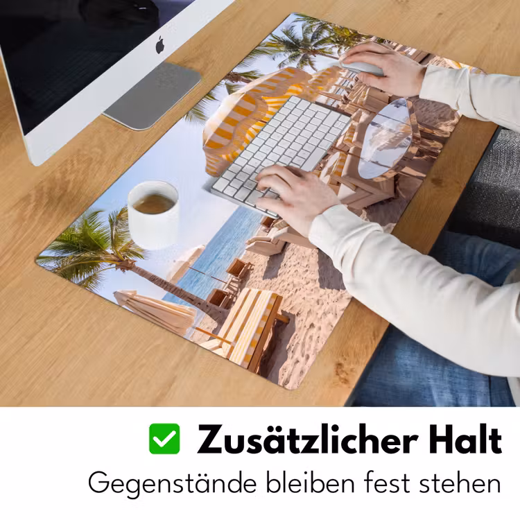 Strand - Ligbedden - Vakantie - Modern - Geel Muismat XXL klein -ysfeer3_duits