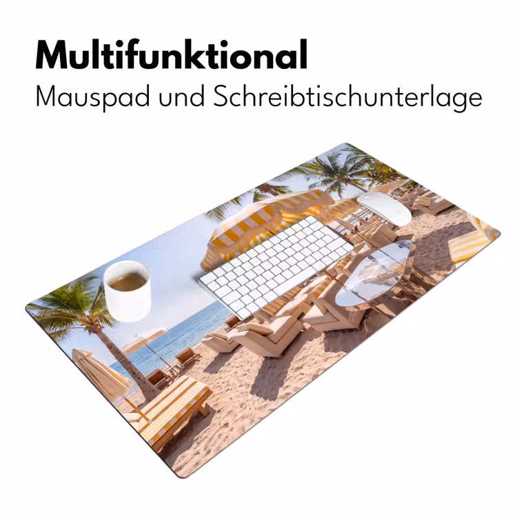 Strand - Ligbedden - Vakantie - Modern - Geel Muismat XXL klein -ysfeer4_duits