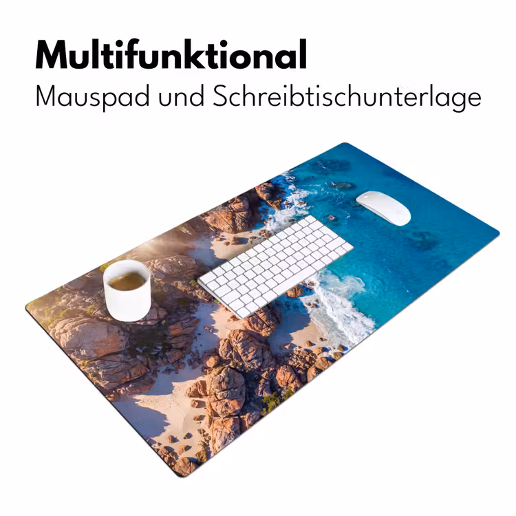 Strand - Zee - Rotsen - Natuur - Blauw Muismat XXL klein -ysfeer4_duits